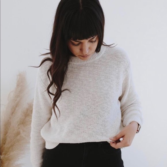 Everlane Sweaters - Everlane Cotton Linen Crew Sweater in Sand Beige